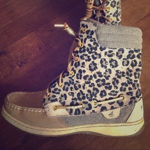 Cheetah print Sperry boots